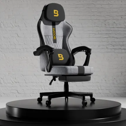 Boost Surge Pro Ergonomic Chair with Footrest - Grey Black