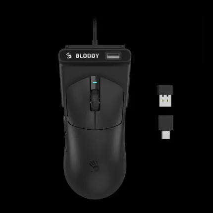 Bloody R77 Ultra Dock Dual Mode Wireless Gaming Mouse - White Black - view 2